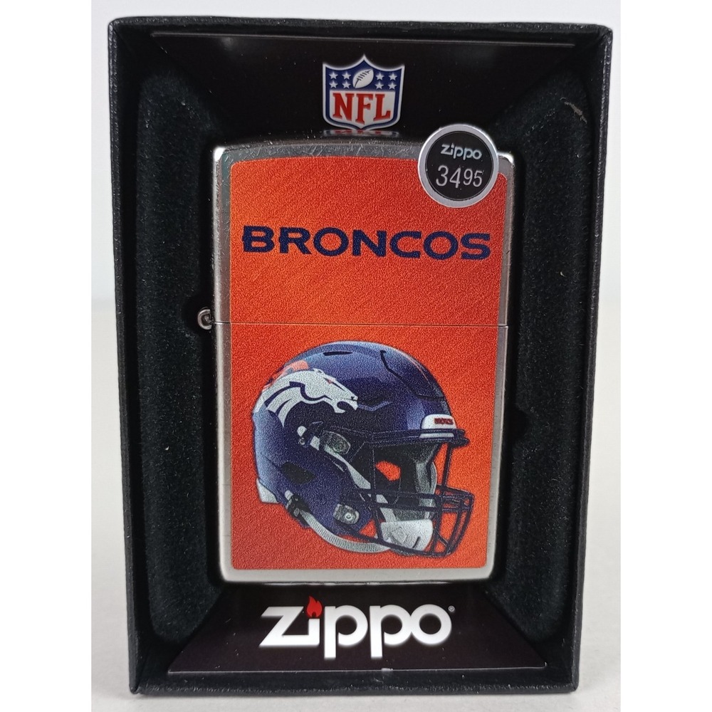 Brand New in Box Genuine Zippo NFL Lighter Denver Broncos Football Helmet